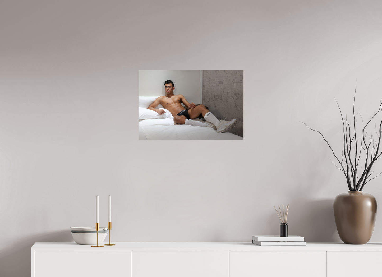 24 x 16″, Giclee Pearl Sneakers In Bed - Fine Art Print
