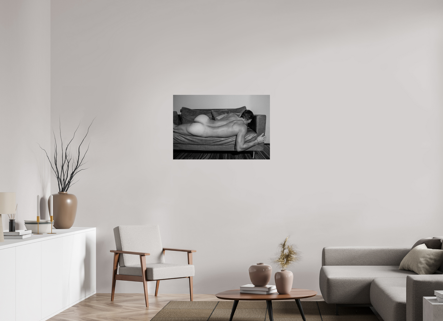 36 x 24″, Giclee Pearl Italian Leather Sofa - Fine Art Print